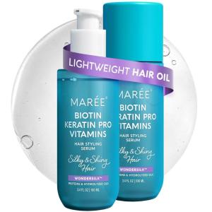 imageMAREE Hair Oil for Frizzy and Damaged Hair with Vitamins A E B5 2 PACK  Anti Frizz Control Srum for Curly Women ampamp Men  Aceite de Argn Para el Cabello  Biotin Keratin Antifrizz ProductsOriginal Hair Oil 2 Pack