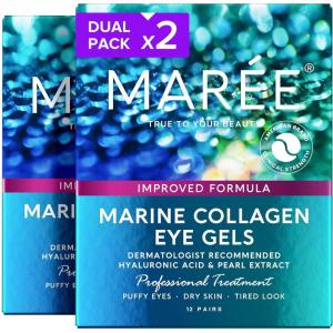 imageMAREE Hydrating Under Eye Patches for Puffy Eyes and Dark Circles  Marine Collagen ampamp Caffeine Eye Patches  Brightening Eye Patche with Niacinamide  Depuffing Eye Mask for Dark Circles and PuffinessMulticolor