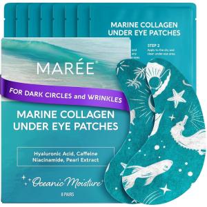 imageMAREE Hydrating Under Eye Patches for Puffy Eyes and Dark Circles  Marine Collagen ampamp Caffeine Eye Patches  Brightening Eye Patche with Niacinamide  Depuffing Eye Mask for Dark Circles and PuffinessMaree