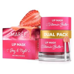 imageMAREE Lip Mask Overnight 2 Pack  Lip Moisturizer For Very Dry Lips  Hydrating Lip Butter Balm with Hyaluronic Acid ampamp Collagen  Overnight Lip Treatment  Lip Sleeping Mask RepairLip Mask 2 Pack