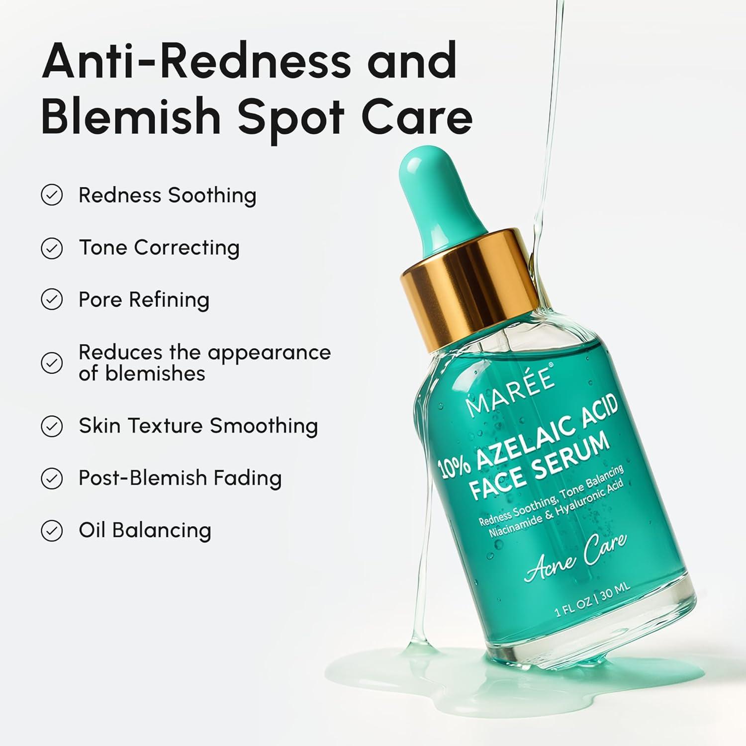 imageMAREE 10 Azelaic Acid Face Serum  Redness Soothing Hydrating Serum with Niacinamide Centella Asiatica ampamp Hyaluronic Acid  Relief Serums for Face ampamp Body  Azalecic Acid Skin Facial  Acido Azelaico