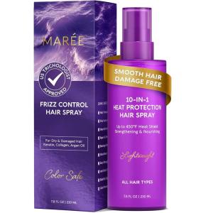 imageMAREE 10in1 Heat Protection Spray for Hair  Heat Protectant for Hair with Keratin Collagen ampamp Argan Oil  Frizz Control Hair Spray Women Care Product  Anti Frizz Protector de Calor para el Cabello78 Fl Oz Pack of 1