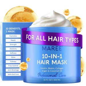 imageMAREE Deep Conditioning LeaveIn Hair Mask for Damaged Hair  Keratin Hair Treatment with Biotin Natural Oils ampamp Vitamins  LeaveIn Conditioner for Repair and Hydration  Mascarilla Para Cabello10in1
