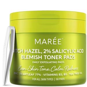 image:imageMAREE Glycolic Acid Pads  200 Toner Pads for Face Cleansing  Facial Exfoliating Pad with Tea Tree Oil Salicylic Acid amp Vitamins E B3 B5  Acne Clearing Face Pad Skin Pore Resurfacing amp RadianceBlemish Toner Pads