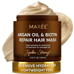 image:imageMAREE Curl Repair Hair Mask  Deep Conditioning Care for Damaged Dry Curly Hair Products for Women amp Men  Curl Moisturizer amp Conditioner  Tratamiento Mascarilla para el Cabello Seco y MaltratadoArgan Oil  Biotin