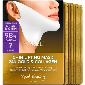 image:imageMAREE Chin Strap V Line Lifting Mask  24K Gold Face amp Neck Lift Tape Mask  Double Chin Strap for Sleeping  Neck Wrinkle Patches Reducer amp Jawline Shaper for Firming Tightening amp Lifting  10 PCS7 Count Pack of 1