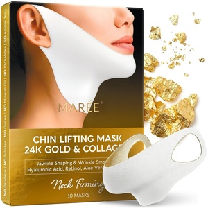 image:imageMAREE Chin Strap V Line Lifting Mask  24K Gold Face amp Neck Lift Tape Mask  Double Chin Strap for Sleeping  Neck Wrinkle Patches Reducer amp Jawline Shaper for Firming Tightening amp Lifting  10 PCS10 Count Pack of 1
