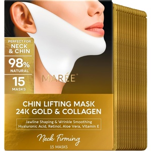 image:imageMAREE Chin Strap V Line Lifting Mask  24K Gold Face amp Neck Lift Tape Mask  Double Chin Strap for Sleeping  Neck Wrinkle Patches Reducer amp Jawline Shaper for Firming Tightening amp Lifting  10 PCS15 Count Pack of 1