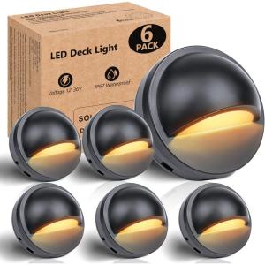 image12 Pack Low Voltage LED Deck Lights 25W 180lm Landscape Step Stair Railing Light IP67 Waterproof Outdoor Accent Lighting Garden Post Fence Light 2700K Warm AC 1224VDC 1236V ULListed CordWarm 6Pack