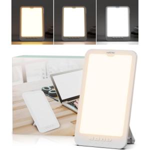 imageHIBOITEC Light Therapy Lamp 10000 Lux Therapy Light Sun Light Therapy Lamp with 3 Color Temperature ampamp 5 Adjustable Brightness ampamp 4 Timing ampamp Memory Function Portable Light Therapy Box for HomeOfficeWarmwhite