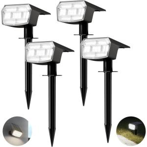 imageHIBOITEC Solar Spot Lights Outdoor 59LED Landscape Lights Solar Powered Uplights Waterproof Adjustable Brightness Dusk to Dawn for Outside Garden Yard Trees 6 Packs Cool WhiteCool White