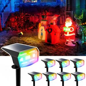 imageHIBOITEC Solar Spot Lights Outdoor Color Changing 59LED Landscape Lighting Solar Powered Uplights Waterproof Dusk to Dawn for Christmas Decorations Garden Yard Outdoor 8 Packs Multicolor