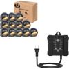 imageHIBOITEC 12 Pack Low Voltage LED Deck Lights ampamp 100W Low Voltage Landscape Transformer with Timer ampamp Photocell Sensor 120V AC to 12V DC