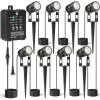 imageHIBOITEC Low Voltage Landscape Lighting with Transformer Photocell Sensor and Timer Spotlights Kit 71FT ETL Approved Wire Dimmable Waterproof 2700K for House Yard Trees Garden Plants Outdoor 8 PacksWarm White