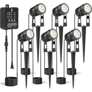 image:imageHIBOITEC Low Voltage Landscape Lighting with Transformer Photocell Sensor and Timer Spotlights Kit 56FT ETL Approved Wire 2700K 6 Packs