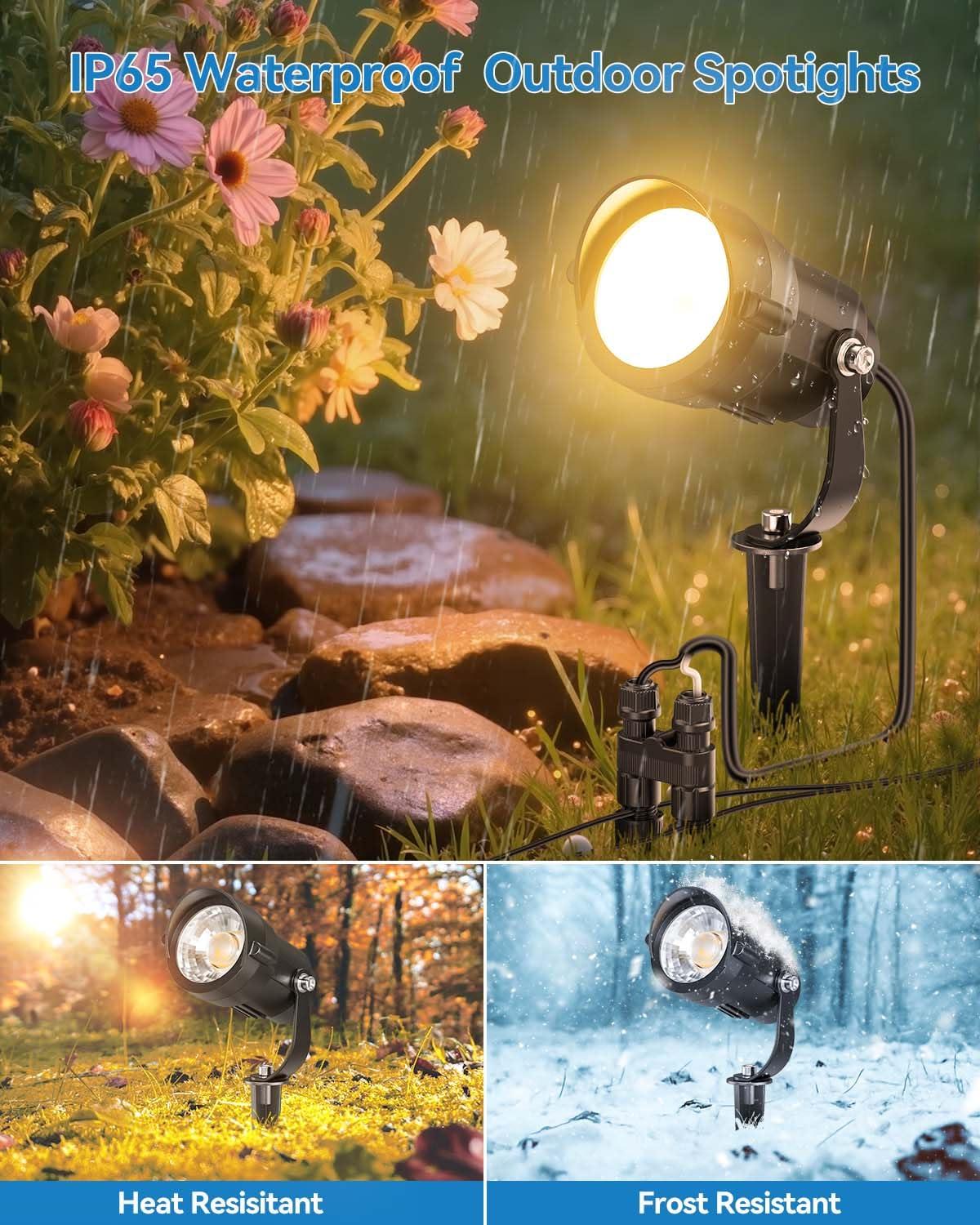 image:imageHIBOITEC Low Voltage Landscape Lighting 12W with Connectors 100W Transformer Photocell Sensor and Timer Spotlights Landscape Lights Kit IP65 Waterproof 2900K for House Yard Trees 8 PacksWarm White