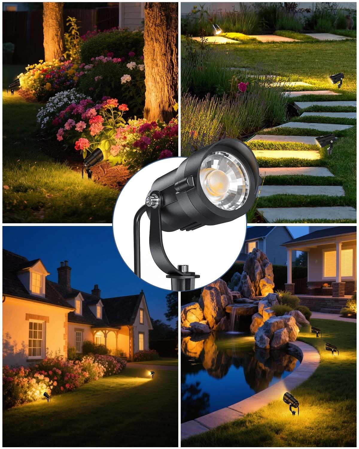 image:imageHIBOITEC Low Voltage Landscape Lighting 12W with Connectors 100W Transformer Photocell Sensor and Timer Spotlights Landscape Lights Kit IP65 Waterproof 2900K for House Yard Trees 8 PacksWarm White