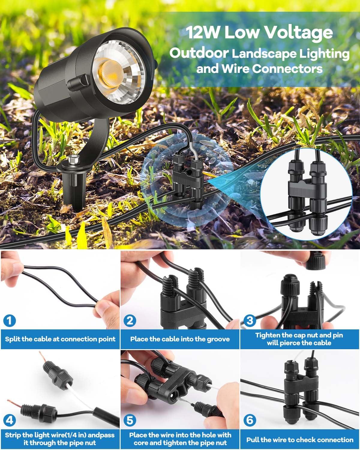 image:imageHIBOITEC Low Voltage Landscape Lighting 12W with Connectors 100W Transformer Photocell Sensor and Timer Spotlights Landscape Lights Kit IP65 Waterproof 2900K for House Yard Trees 8 PacksWarm White