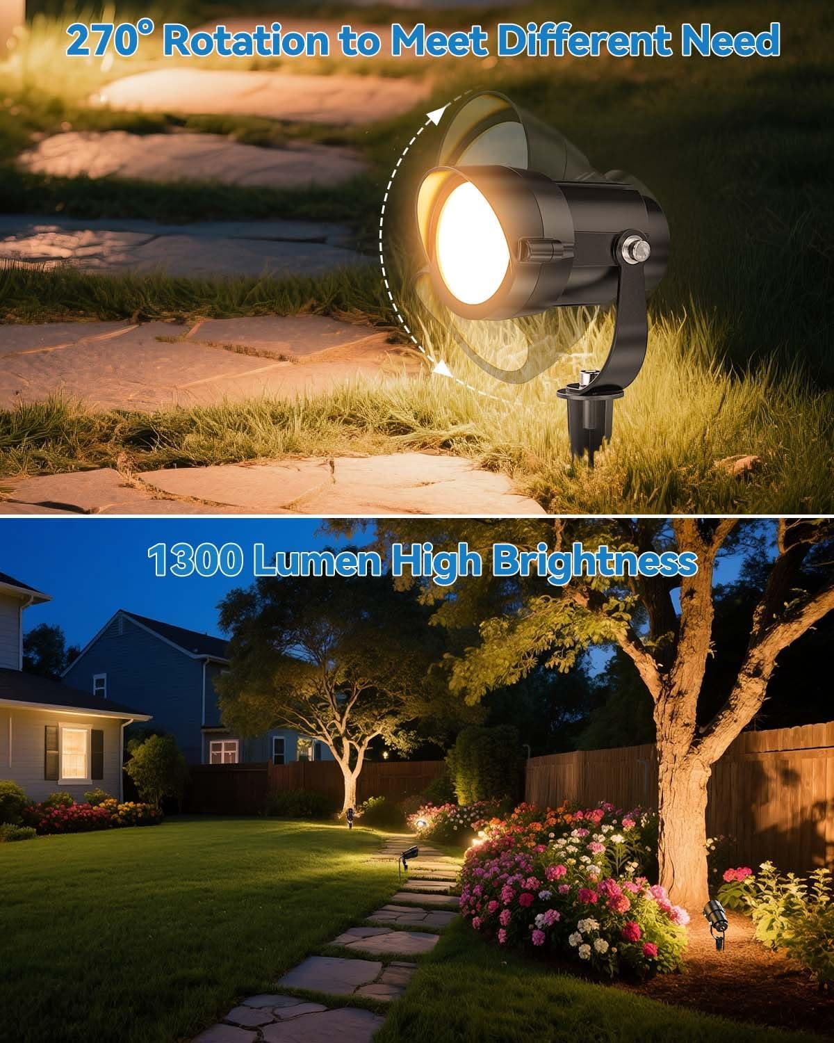 image:imageHIBOITEC Low Voltage Landscape Lighting 12W with Connectors 100W Transformer Photocell Sensor and Timer Spotlights Landscape Lights Kit IP65 Waterproof 2900K for House Yard Trees 8 PacksWarm White