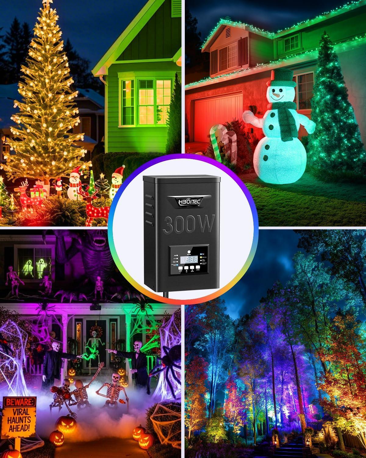 image:imageHIBOITEC RGBW Low Voltage Landscape Lighting 12W with 300W Transformer Remote Connectors Spotlights Landscape Lights Kit 1224V ACDC Waterproof for House Yard Outdoor Christmas 12Pack12 Pack with Transformer