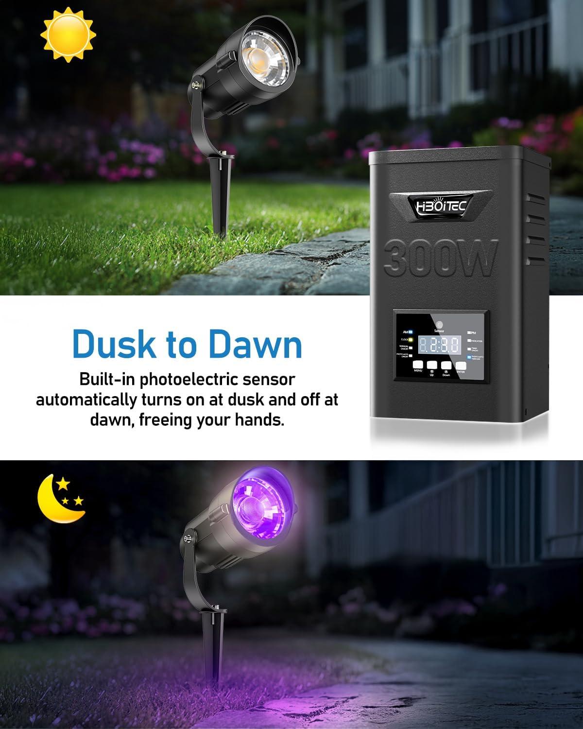 image:imageHIBOITEC RGBW Low Voltage Landscape Lighting 12W with 300W Transformer Remote Connectors Spotlights Landscape Lights Kit 1224V ACDC Waterproof for House Yard Outdoor Christmas 12Pack12 Pack with Transformer