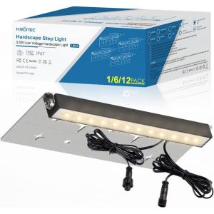 image:imageHIBOITEC 7 Inch Hardscape Lighting LED Retaining Wall Lights 2700K Warm White IP67 Waterproof Outdoor Paver Landscape Lights EasyInstall Low Voltage 12V24V Step Lights12 Pack with ConnectorsWarm White