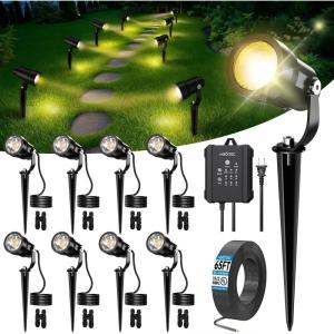 image:imageHIBOITEC AllinOne Low Voltage Landscape Lighting Kit 5W LED Landscape Lights with Transformer and 65FT Wire Waterproof Outdoor Spot Lights for Pathway Yard Garden 2700K 8 PacksWarm White