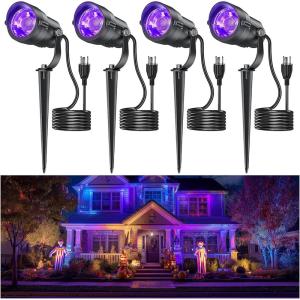 image:imageHIBOITEC Halloween Black Light Spotlight Outdoor 12W IP65 Waterproof LED Spot Lights Landscape Lighting with US Plug for Glow Party Body Paint Yard Garden Decorations 4Packs4 Pack
