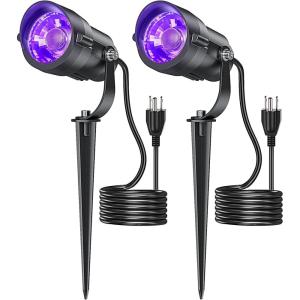 image:imageHIBOITEC Halloween Black Light Spotlight Outdoor 12W IP65 Waterproof LED Spot Lights Landscape Lighting with US Plug for Glow Party Body Paint Yard Garden Decorations 4Packs2 Pack
