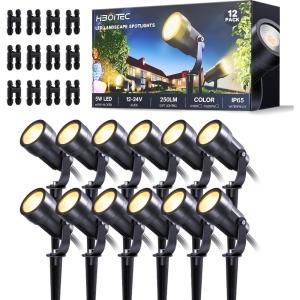 image:imageHIBOITEC LED Low Voltage Landscape SpotlightsIP65 Waterproof Outdoor Spot Lights for Yard Plant Lawn Tree Flags House Garden Pathway 2900K Warm White 2 Pack12 pack