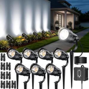 image:imageHIBOITEC Low Voltage Landscape Lighting 12W with Connectors 100W Transformer Photocell Sensor and Timer Spotlights Landscape Lights Kit IP65 Waterproof 2900K for House Yard Trees 8 PacksDay White