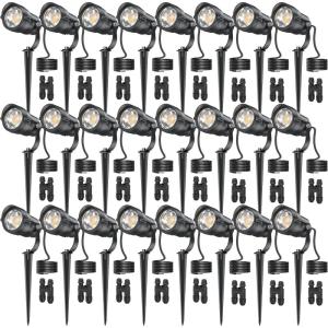 image:imageHIBOITEC Spotlights Low Voltage Landscape Lighting with Connectors 600LM 2900K Landscape Lights Kit 1224V ACDC IP65 Waterproof for House Yard Trees Garden Outdoor 16 Packs24 Pack