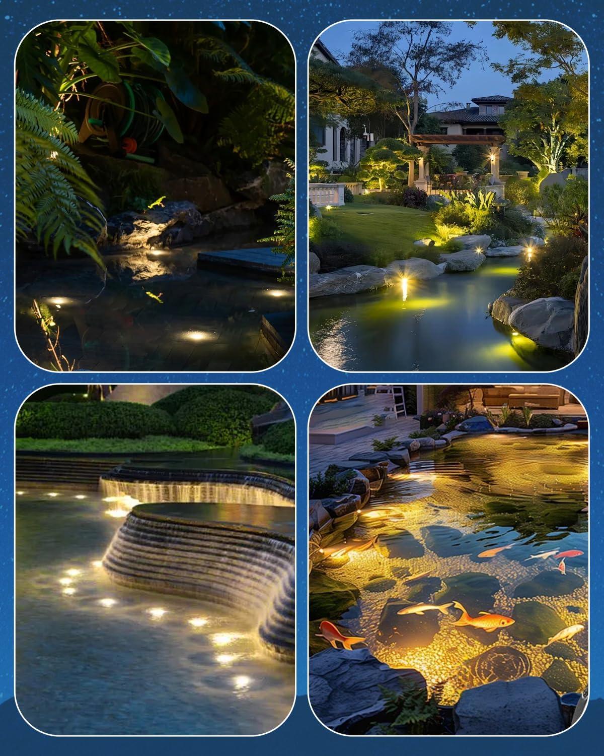 image:imageHIBOITEC Pond Lights 3W LED IP68 Waterproof Underwater Lights with UL Cord Day White 4000K Low Voltage Landscape Lighting for Fountain Pool Compatible 1224V ACDC 1PackWarm