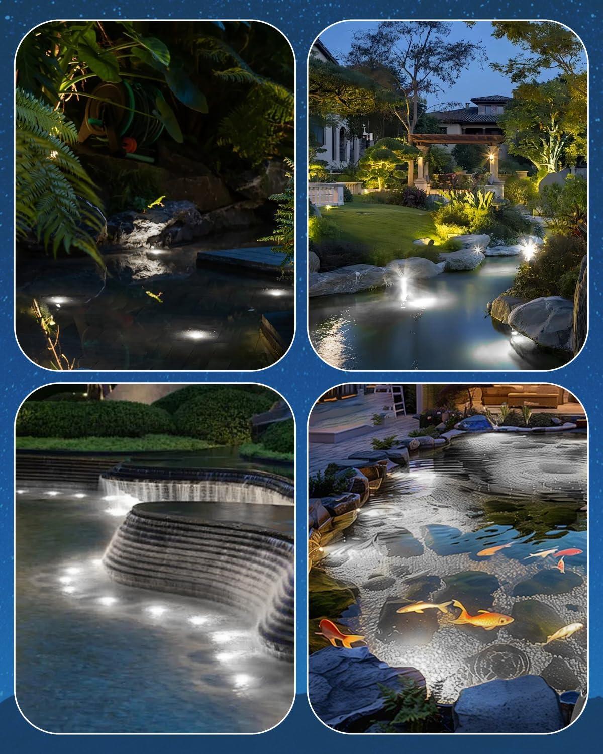 image:imageHIBOITEC Pond Lights 3W LED IP68 Waterproof Underwater Lights with UL Cord Day White 4000K Low Voltage Landscape Lighting for Fountain Pool Compatible 1224V ACDC 1PackWhite