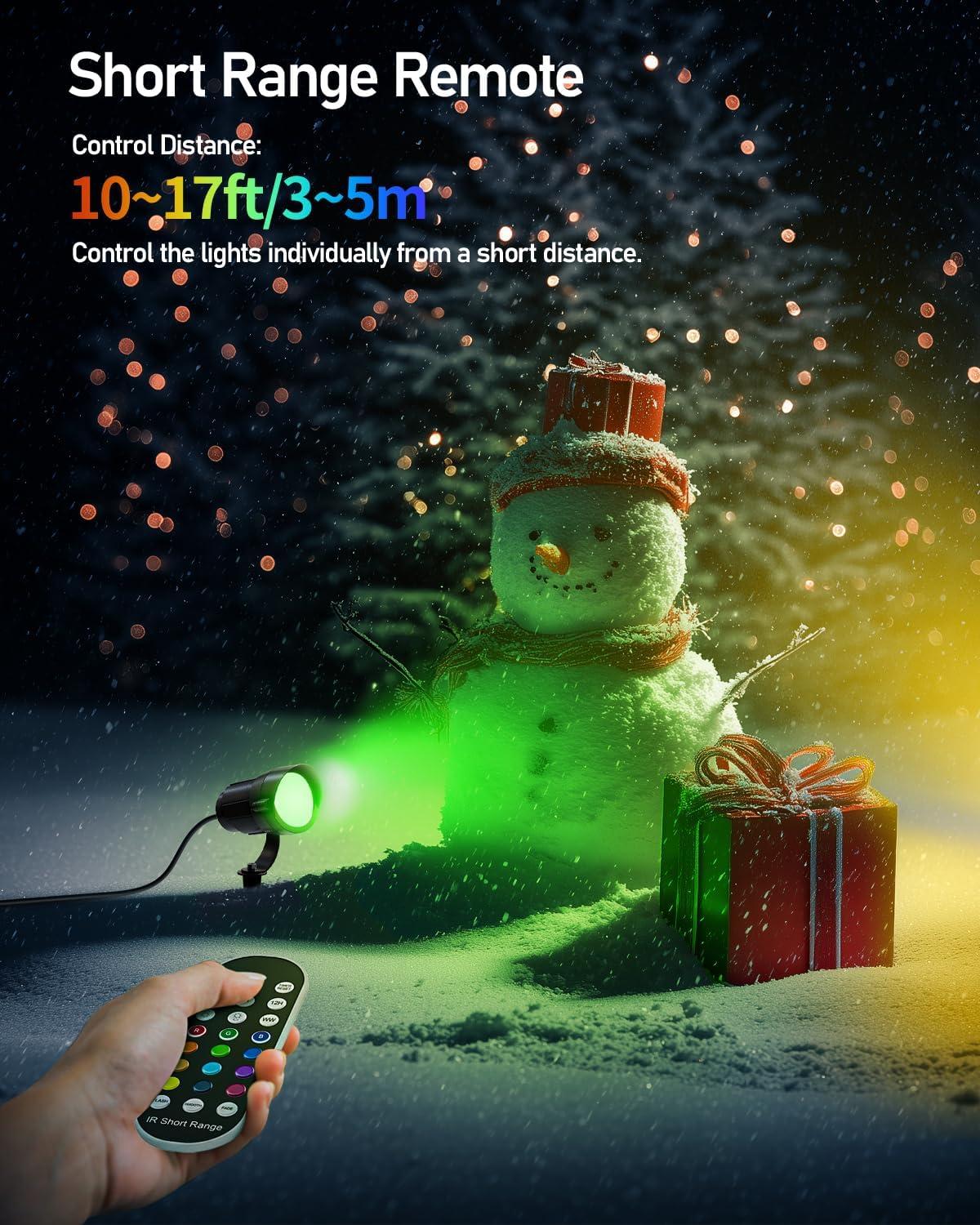 image:imageHIBOITEC Low Voltage Landscape Lighting RGBW with Remote Connectors Spotlights 1224V ACDC Waterproof for House Yard Trees Outdoor 2PackTransformers NOT Included