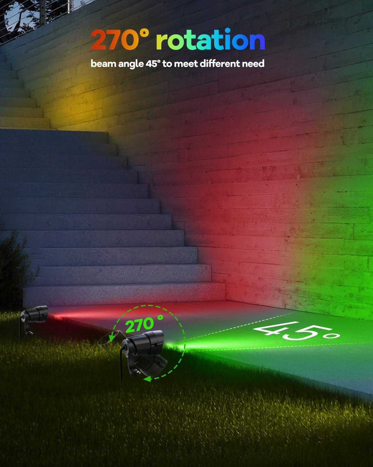 image:imageHIBOITEC Low Voltage Landscape Lighting RGBW with Remote Connectors Spotlights 1224V ACDC Waterproof for House Yard Trees Outdoor 2PackTransformers NOT Included