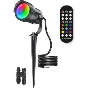 image:imageHIBOITEC RGBW Low Voltage Landscape Lighting 10Pack 12W with Remote Connectors Spotlights Landscape Lights 1224V ACDC Waterproof for House Yard Trees Outdoor ChristmasTransformers NOT Included1 Pack