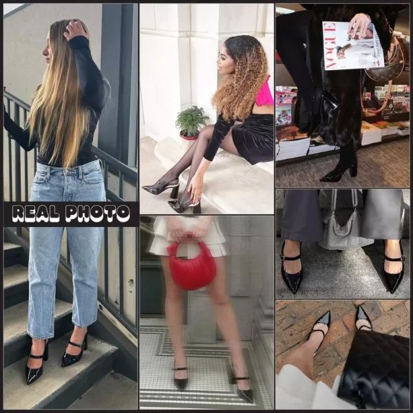 AMINUGAL Chunky High Heels Closed Pointed Toe Slingback Heels for Women Ankle Strap Womens Heeled Sandals Fashion Comfortable Dress Pumps ShoesAwhite