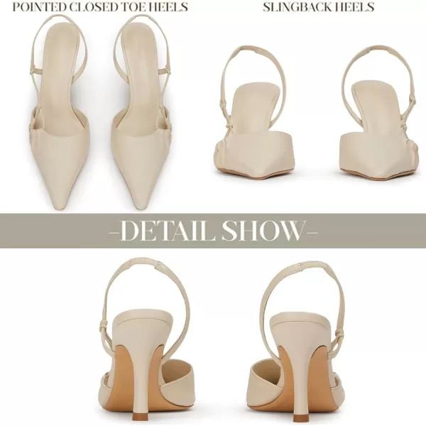 AMINUGAL Pointed Closed toe Heels for Women Stiletto High Heels for Women Sexy Dressy Comfortable Slingback Heels for Women Dance Stripper Prom Sandal Heels Pumps Shoes WomenAwhite