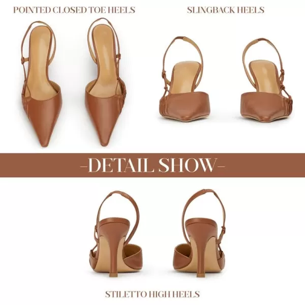AMINUGAL Pointed Closed toe Heels for Women Stiletto High Heels for Women Sexy Dressy Comfortable Slingback Heels for Women Dance Stripper Prom Sandal Heels Pumps Shoes WomenAbrown