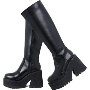 imageAMINUGAL Black Knee High Boots WomensDblack