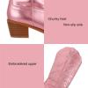 imageAMINUGAL Cowboy Boots for Women Mid Calf Cowgirl Boots Pointed Toe Chunky Heel Embroidered Western Boots Women Pull On Fashion Retro Classic Ankle BootsCpink