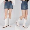 imageAMINUGAL Cowboy Boots for Women Mid Calf Cowgirl Boots Pointed Toe Chunky Heel Embroidered Western Boots Women Pull On Fashion Retro Classic Ankle BootsIwhite