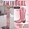 imageAMINUGAL Cowboy Boots for Women Mid Calf Cowgirl Boots Pointed Toe Chunky Heel Embroidered Western Boots Women Pull On Fashion Retro Classic Ankle BootsCpink