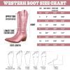 imageAMINUGAL Cowboy Boots for Women Mid Calf Cowgirl Boots Pointed Toe Chunky Heel Embroidered Western Boots Women Pull On Fashion Retro Classic Ankle BootsCpink