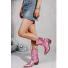 imageAMINUGAL Cowgirl Boots Chunky Heel Cowboy Boots for Women Pointed Toe Pull On Western Boots Womens Ankle Boots Country Concert Fashion Retro Metallic BootiesApink