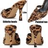 imageAMINUGAL Mules Heels for Women Pointed Closed Toe Kitten Heels Pumps Buckle Slip On Mules Studded Pointy Stiletto Heels Party Dress Vintage Pumps Pointy Kitty Heels for WomenBleopard