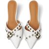 imageAMINUGAL Mules Heels for Women Pointed Closed Toe Kitten Heels Pumps Buckle Slip On Mules Studded Pointy Stiletto Heels Party Dress Vintage Pumps Pointy Kitty Heels for WomenAwhite