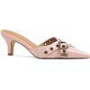 imageAMINUGAL Mules Heels for Women Pointed Closed Toe Kitten Heels Pumps Buckle Slip On Mules Studded Pointy Stiletto Heels Party Dress Vintage Pumps Pointy Kitty Heels for WomenApink