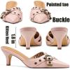imageAMINUGAL Mules Heels for Women Pointed Closed Toe Kitten Heels Pumps Buckle Slip On Mules Studded Pointy Stiletto Heels Party Dress Vintage Pumps Pointy Kitty Heels for WomenApink